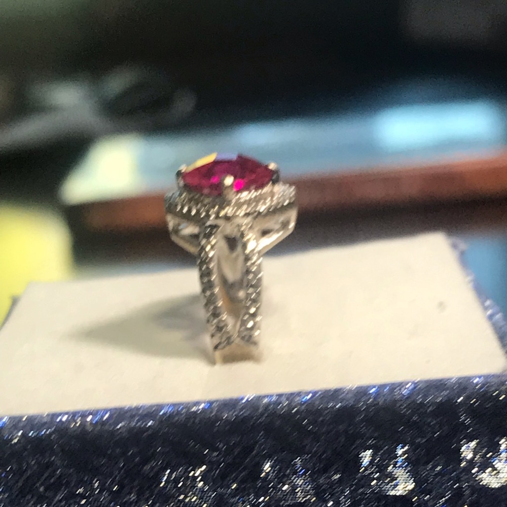 Ruby Cushion Cut Sterling Silver Ring - image 2